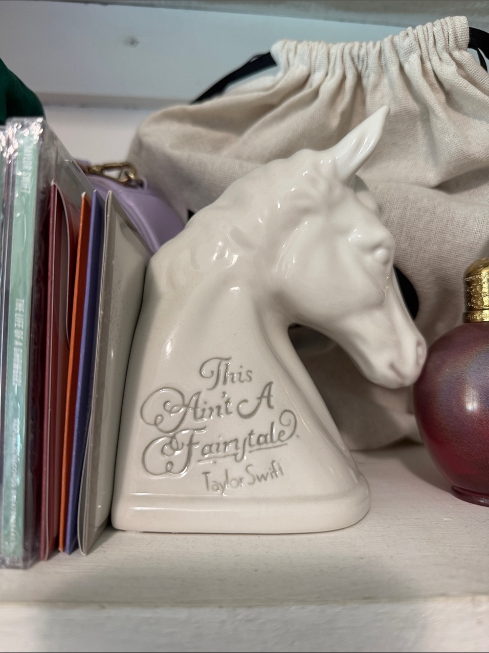 Taylor Swift White Ceramic Unicorn Bookend with Script Accent